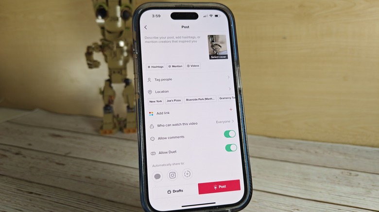 Export/Publish page on TikTok