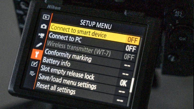 Nikon pairing menu