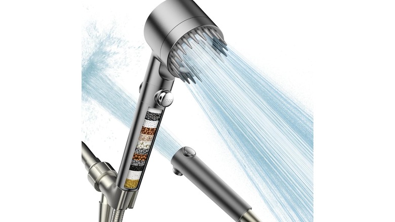 Shower head shooting a light stream of water
