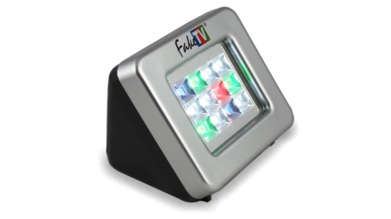 Charcoal FakeTV device with different color LEDs inside