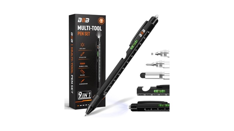 BIIB 9-in-1 multitool pen with ruler and other tools