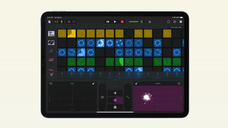 GarageBand app view on tablet