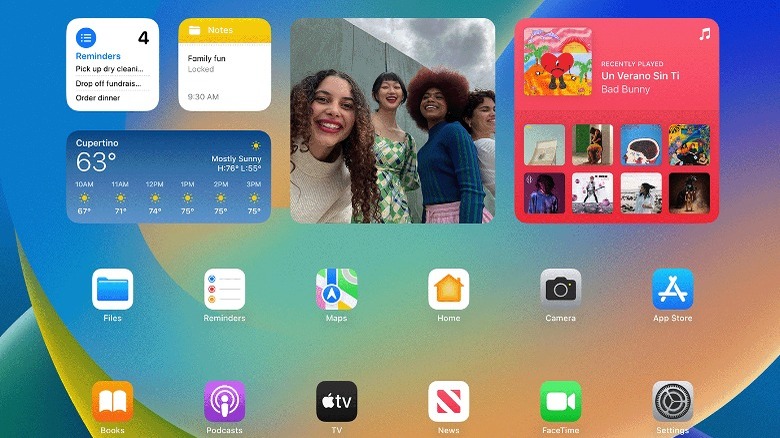 Widgets overview on iPad screen
