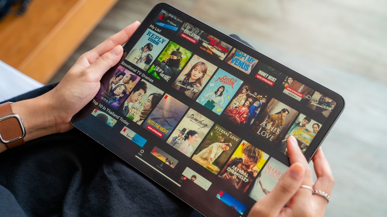 Browsing Netflix app on iPad