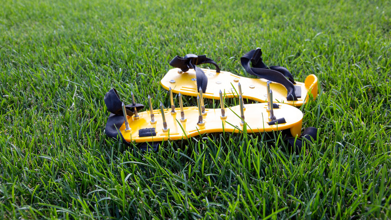 aeration shoe attachments on grass
