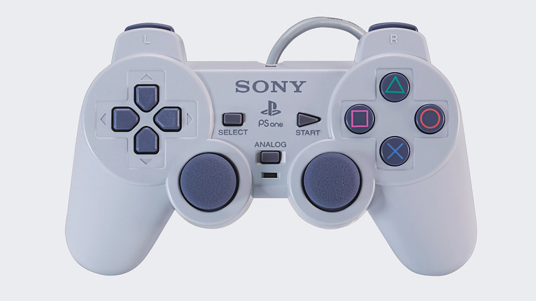 The PSone DualShock controller on a white background