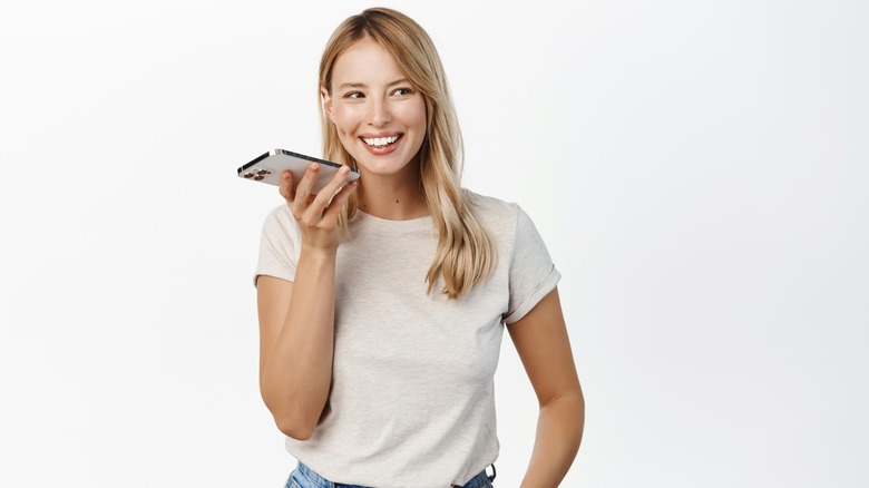 woman on speakerphone
