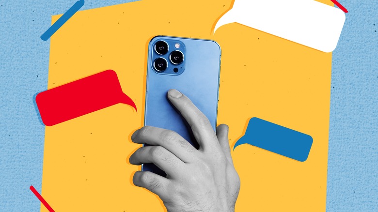 phone in hand receiving notifications