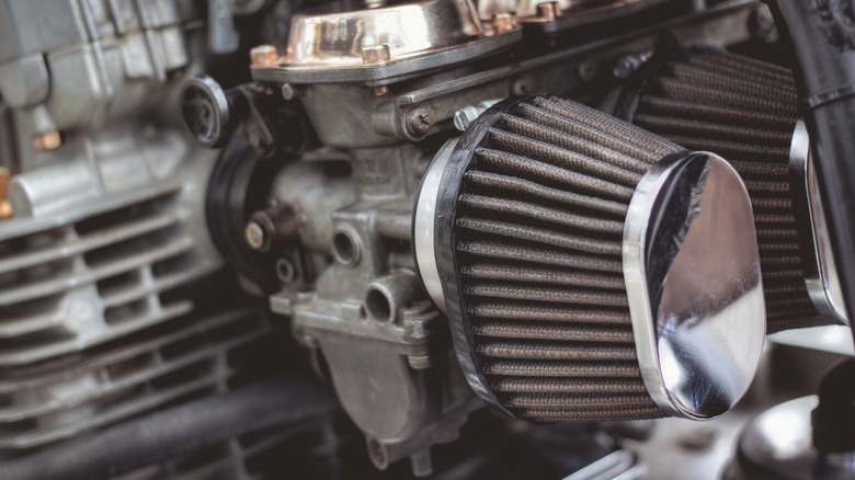 Closeup image of a motorcycle air filter