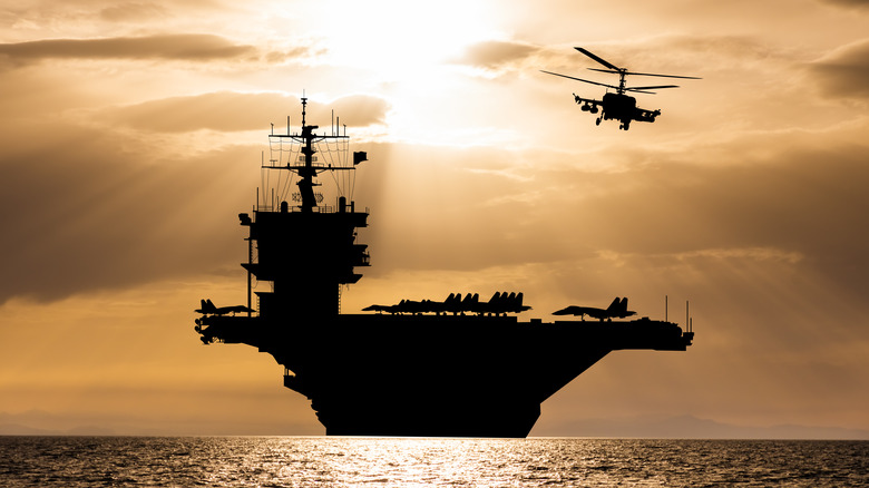 The USS Enterprise at sunset