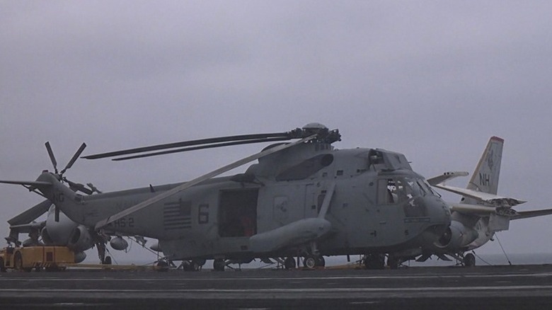 Aircraft taking off from aircraft carrier