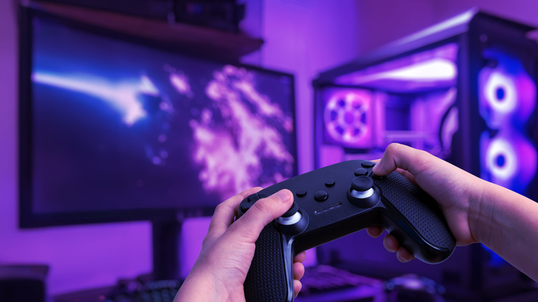 Gaming PC being used with controller