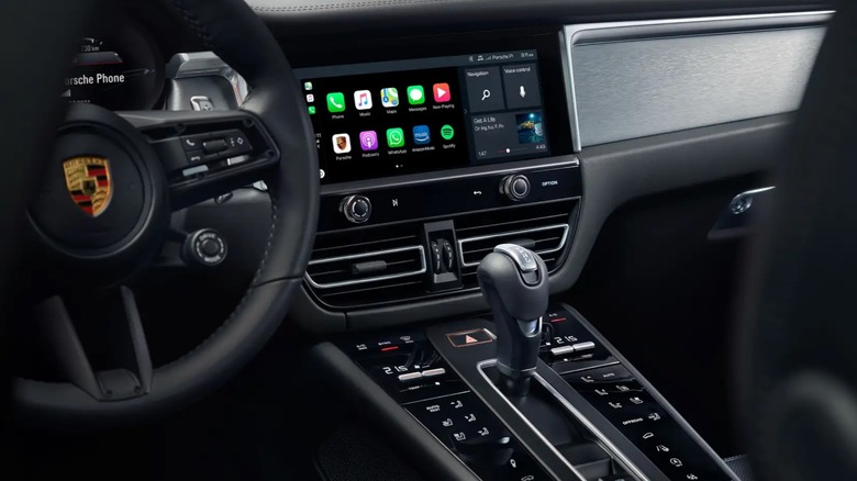 Porsche Macan interior showing CarPlay