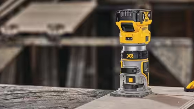 DeWalt router on workpiece