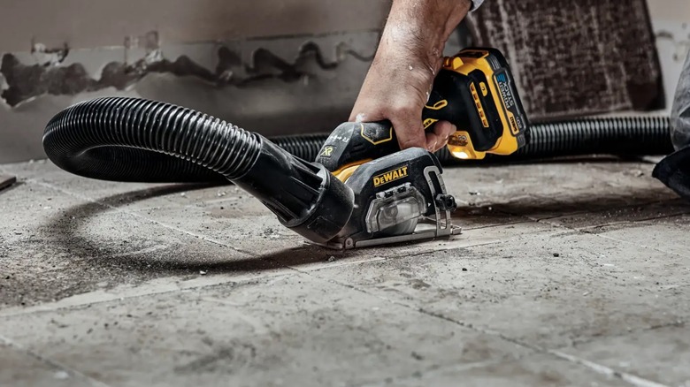 cutting tile floor with cut-off saw