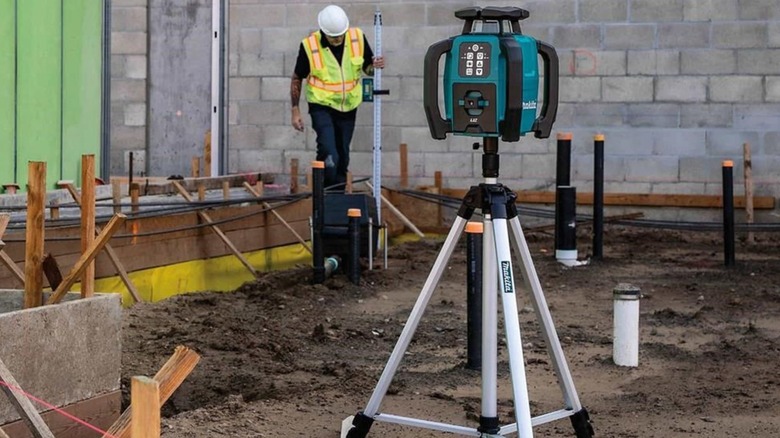 Makita green laser on a jobsite