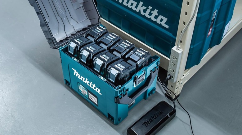 Makita charging case filled with batteries
