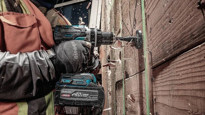 drilling with Makita hammer driver-drill