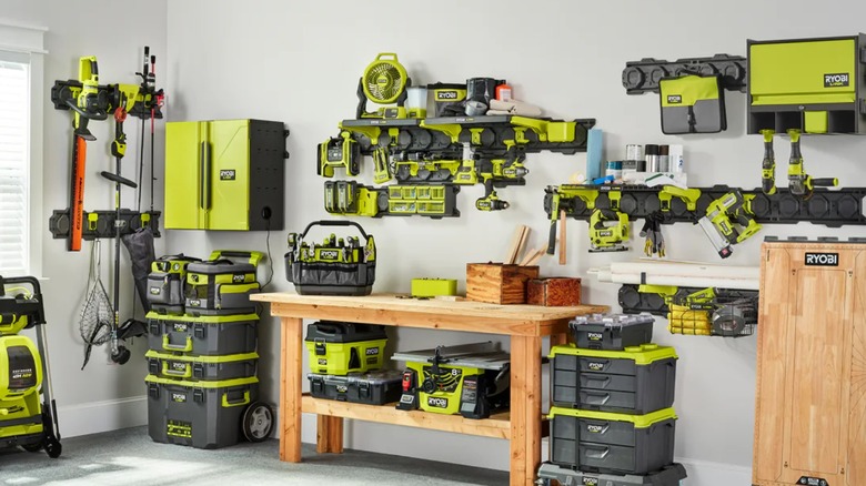 Ryobi Link gear in a garage