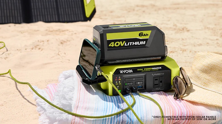 power source being used at a beach