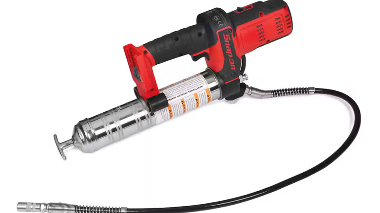A Snap-on 18V grease gun with a flexible hose