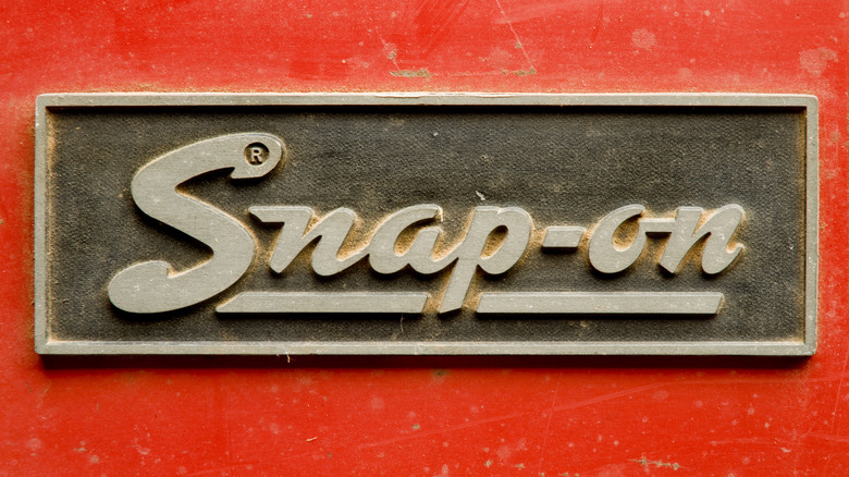 Snap-on logo on a metal sheet