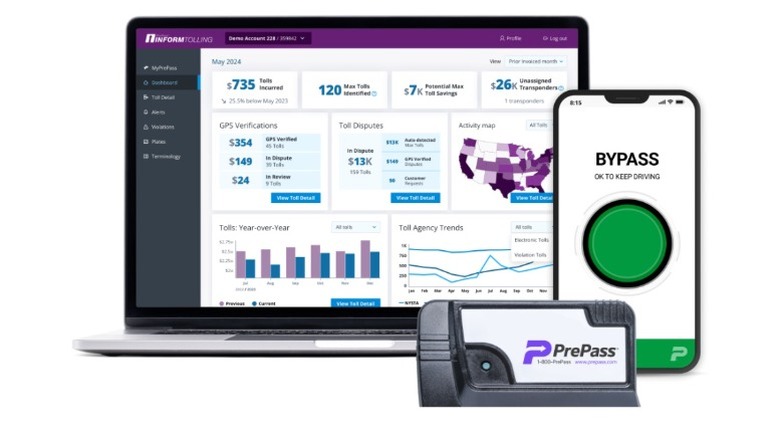 PrePass on a phone and laptop