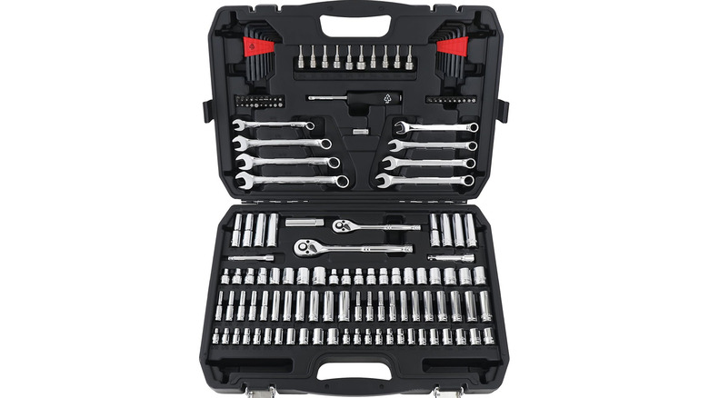 A stock image of an Amazon Basics mechanic's tool kit