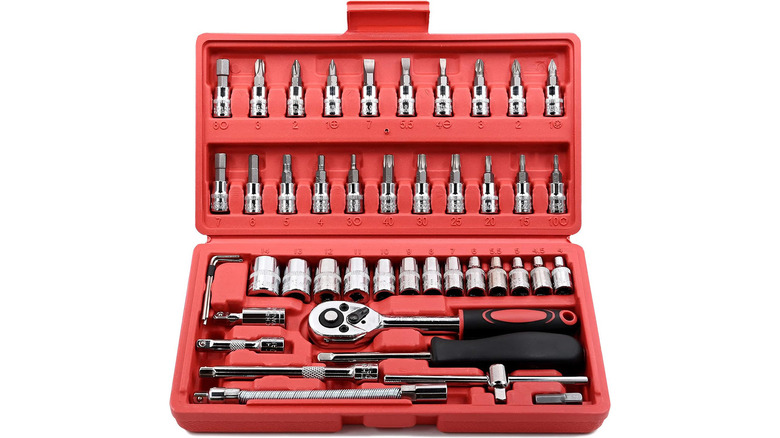 A stock image of an Egofine tool kit in its box