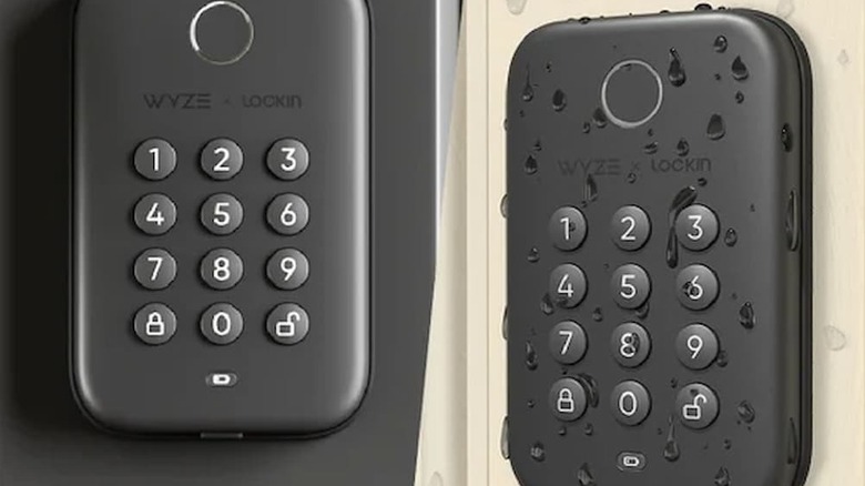 Wyze Front Porch 2K Security Bundle mounted on a wall.