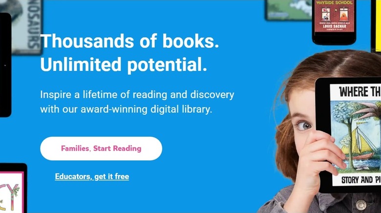 Screenshot of Epic! website promoting an eBook subscription service