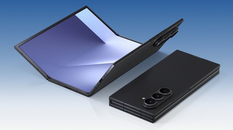 A Samsung Galaxy Z TriFold in its opened and closed state