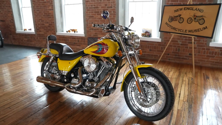 Aa yellow 2000 Harley-Davidson CVO FXR4 - the last model to ever come with the evolution engine