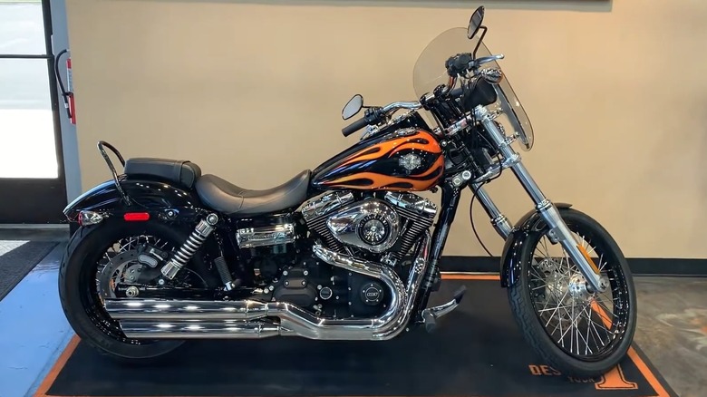 2012 Harley-Davidson Dyna Wide Glide standing inside a showroom