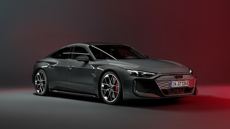 2025 Audi RS e-tron GT front 3/4 view studio shot