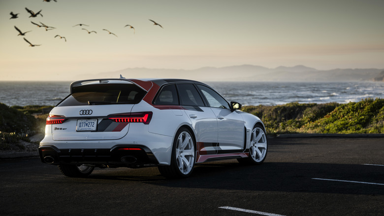 Audi RS 6 Avant Performance GT with IMSA GTO livery rear 3/4 view