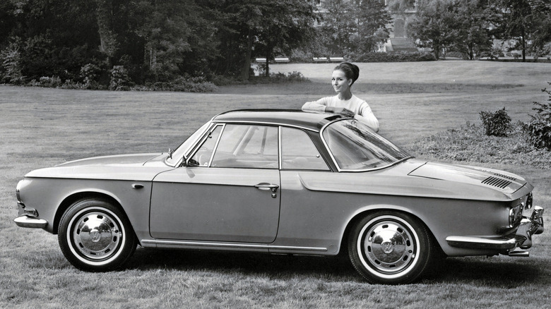 Volkswagen Type 34 Karmann Ghia side profile B&W image