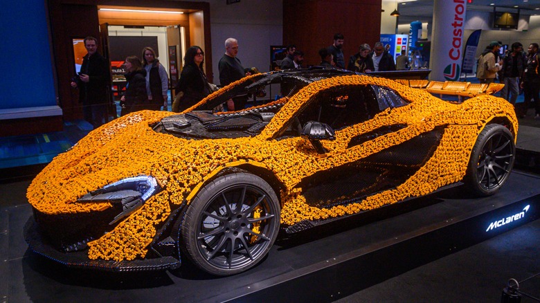 Yellow LEGO Technic McLlaren P1 on display