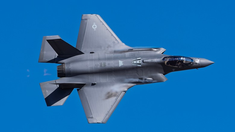 Lockheed Martin F35 Lightning II in flight topside view