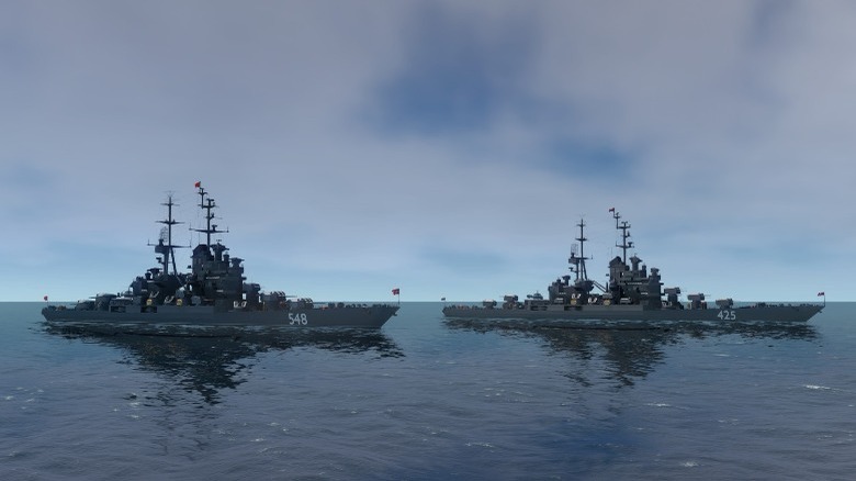 Två fartyg som seglar på havet