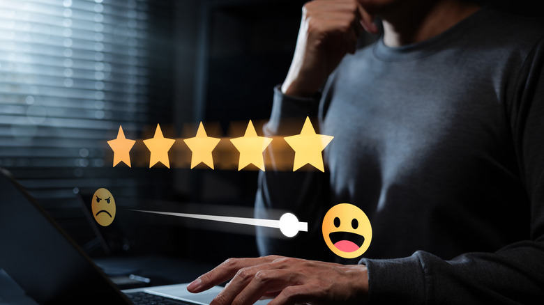 A spectrum of user ratings from sad to happy.