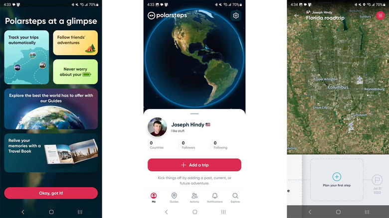Polarsteps general UI