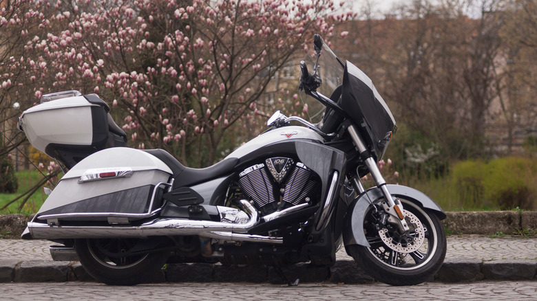 black and chrome Victory Cross Country motorcycle