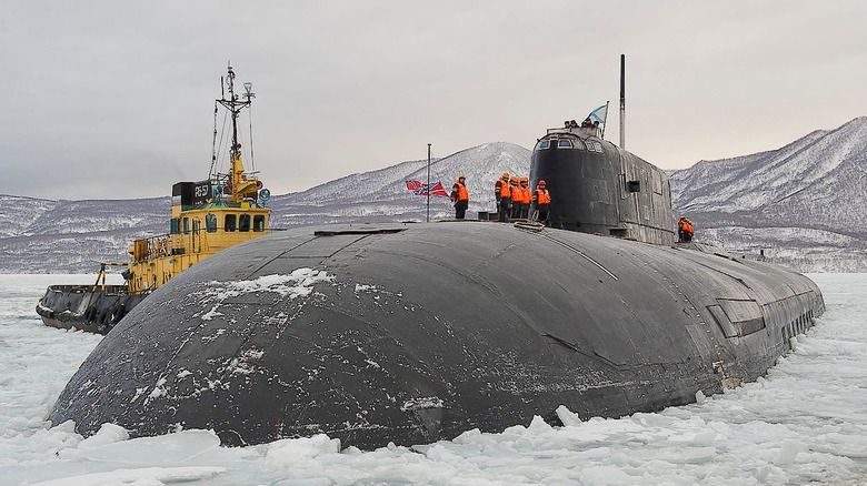 Oscar II class Russian submarine  in ice