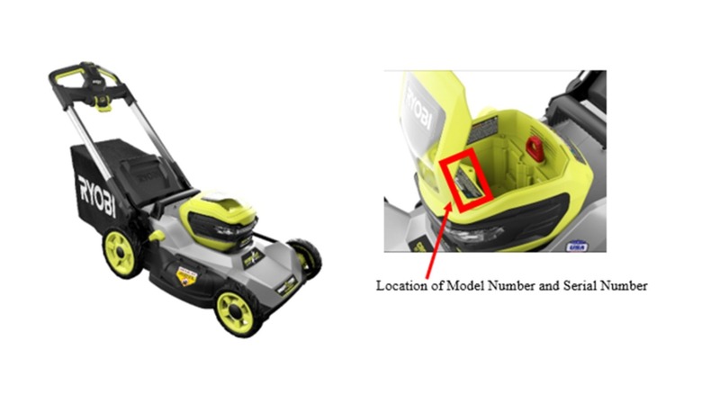 recalled Ryobi 40-volt walk-behind mower