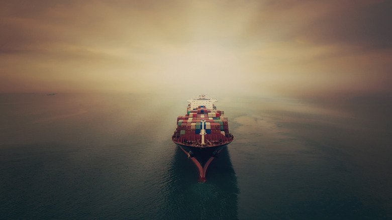 Aerial view of cargo ship