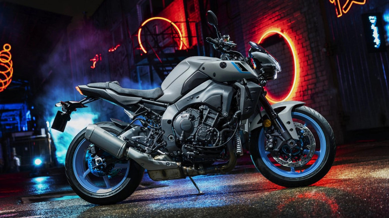 Yamaha MT-10 with neon background