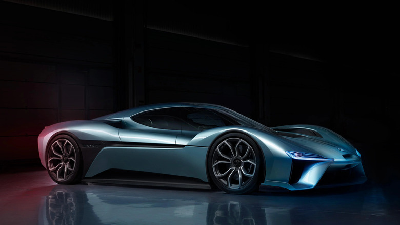 NIO EP9 electric hypercar front 3/4 view studio shot