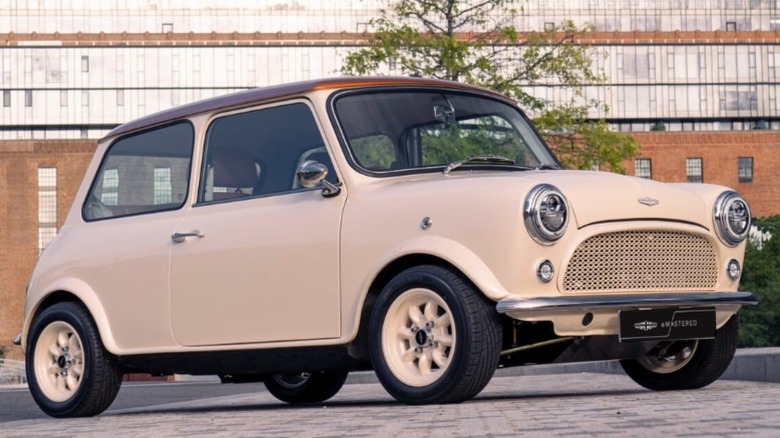 Cream electrified mini cooper by david brown automotive 