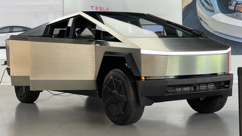 Tesla Cybertruck Cyberbeast in showroom